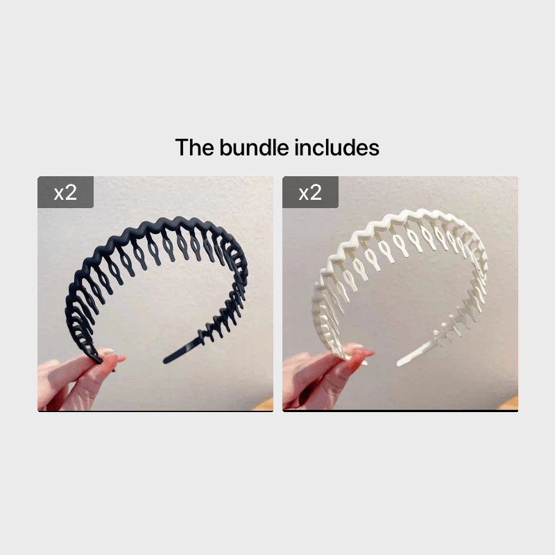 Hair Clip Frosted Color Headband Women's Non-slip Band Teeth Simple Pressure Headband Face Headband Hair Accessories Black*2+Beige*2