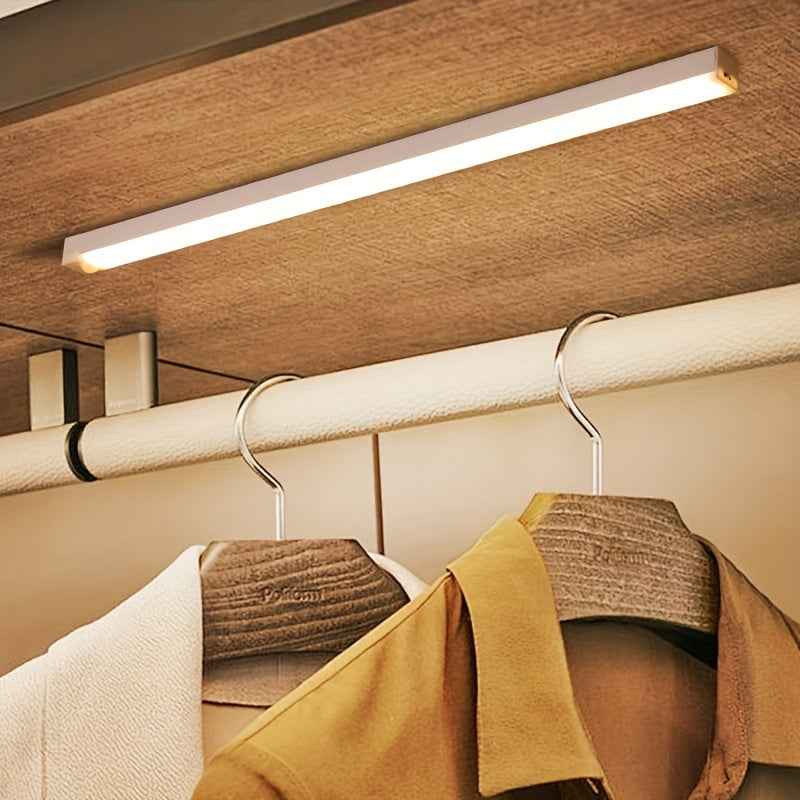 Rechargeable Motion Sensor LED Light Strip with Magnetic Adhesive & USB Power - Smart Cordless Lighting for Kitchen, Wardrobe, Stairs, Hallway