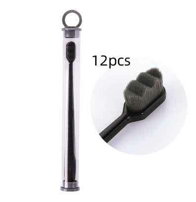 Ultra-Soft Toothbrush for Deep Cleaning and Travel Convenience 12pcs Wavy Black