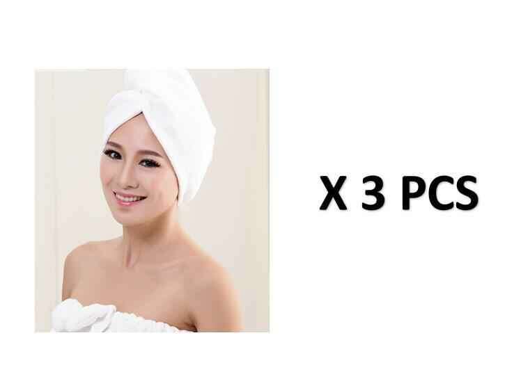 Women's Hair Dryer Cap - Absorbent Hair Towel for Fast Drying 3pcs White
