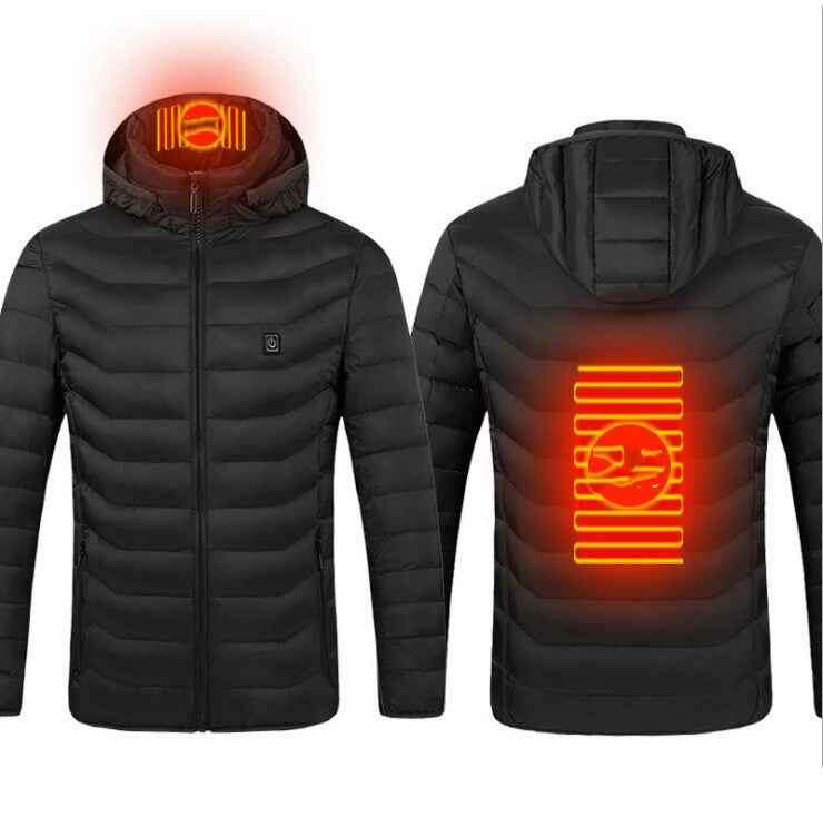 USB Heated Jacket - Thermal Cotton Coat for Men | Ultimate Warmth & Comfort Black Zone2