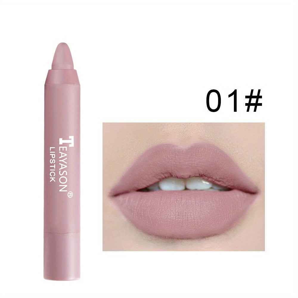 12 Colors Matte Moisturizing Lipstick Crayons - Vibrant Lipstick for Smooth, Long-Lasting, Waterproof Finish - Perfect Valentine's Day Gift for Her #01