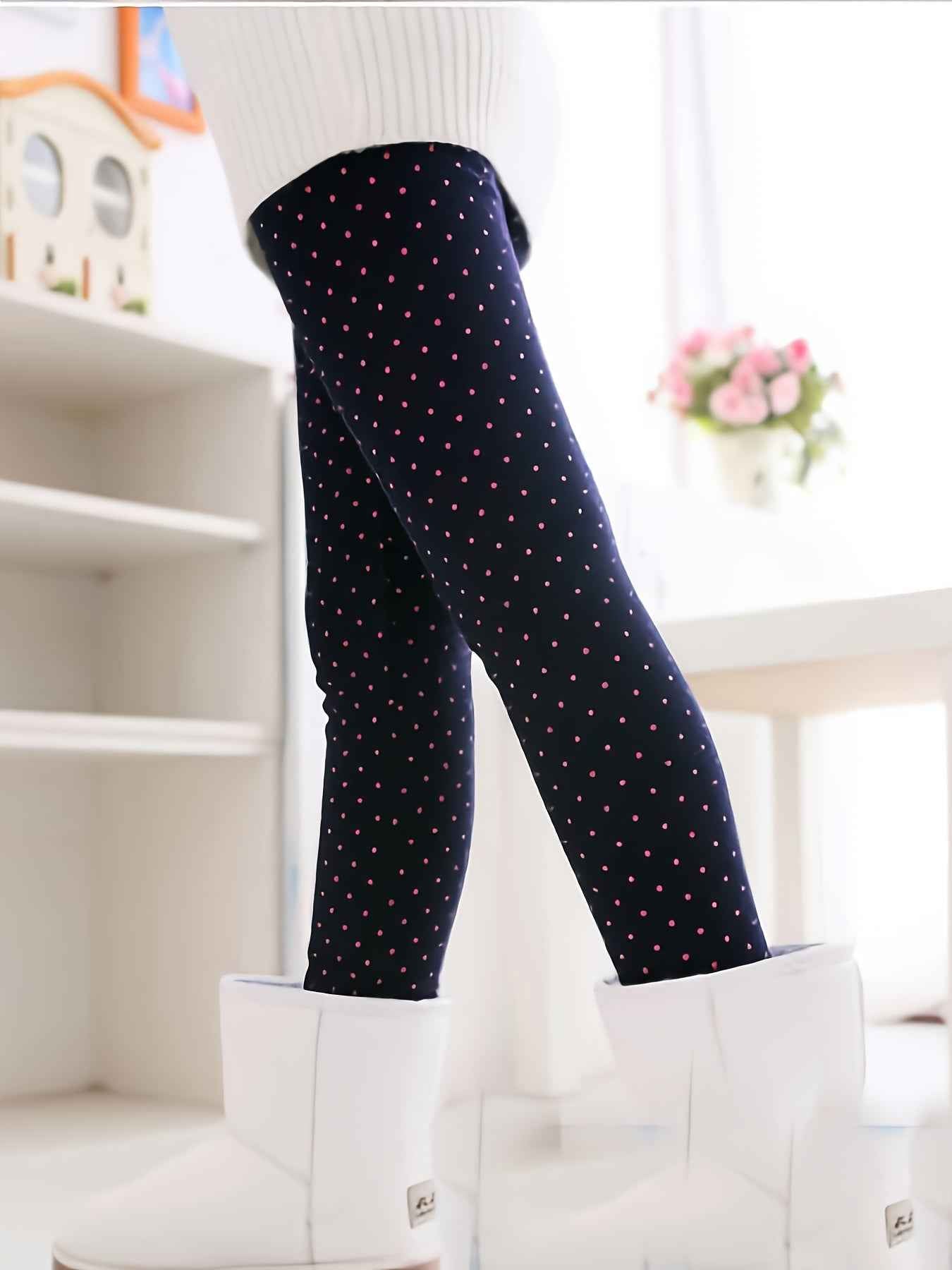 3pcs Winter-Lined Leggings for Kids - Warm Skinny Fit Tights for Boys & Girls, 95% Polyester/5% Spandex, Perfect for Playdates and Cold Weather