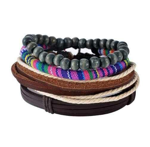 Vintage Leather Bead Bracelet - Unisex Multilayer Punk Jewelry for Stylish Accessories 14