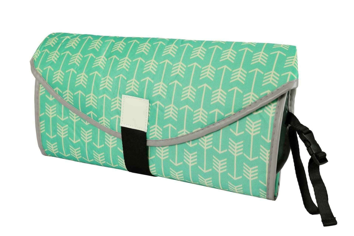 Portable Diaper Changing Pad Clutch for Newborns - On-the-Go Convenience for Busy Parents Striped green