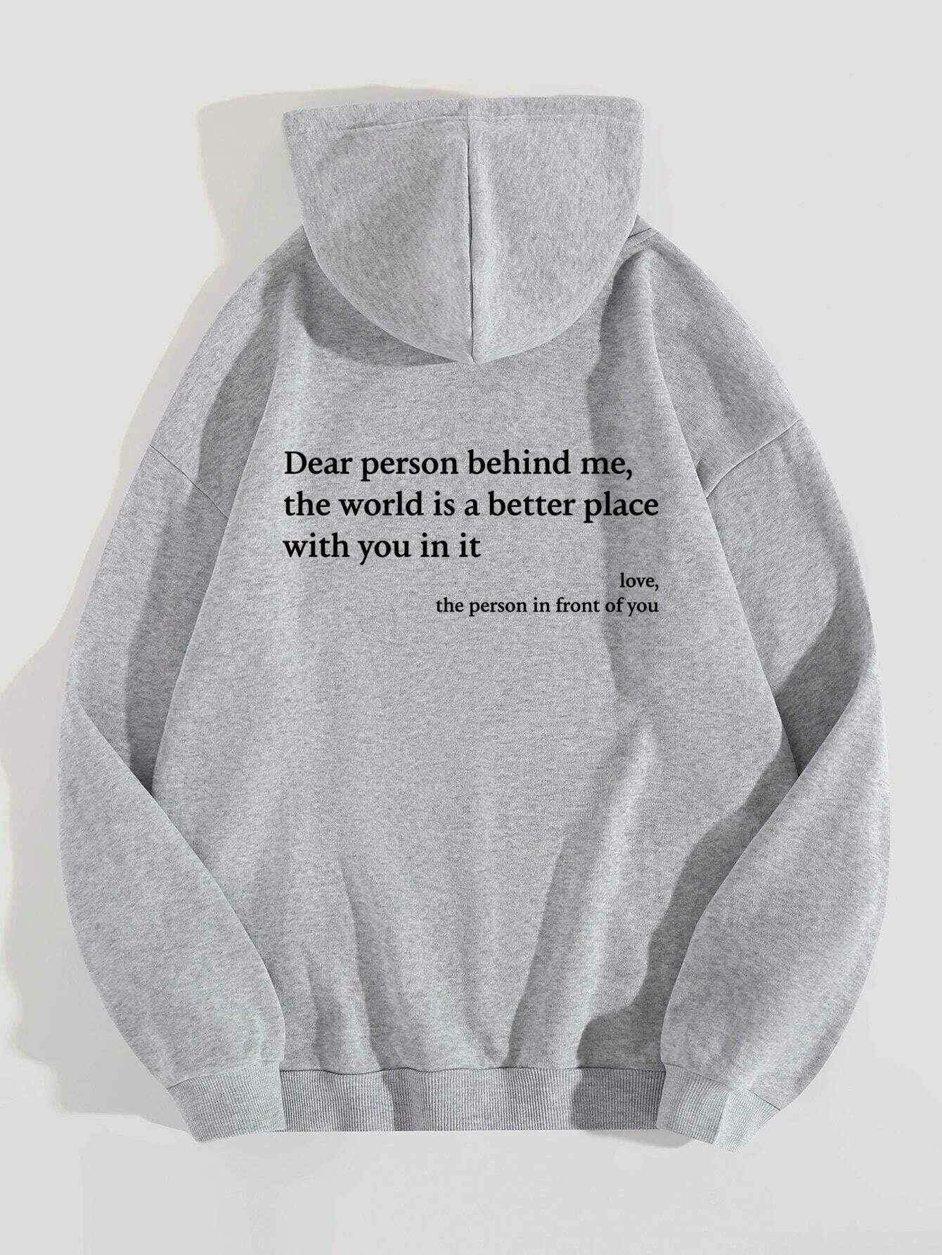 The World Is Better With You Unisex Printed Hoodie - Plush Kangaroo Pocket Grey