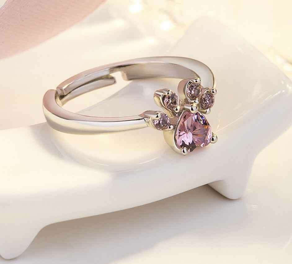 New Cat Bear Paw Ring Jewelry Set for Women - Unique Cat Bear Paw Ring