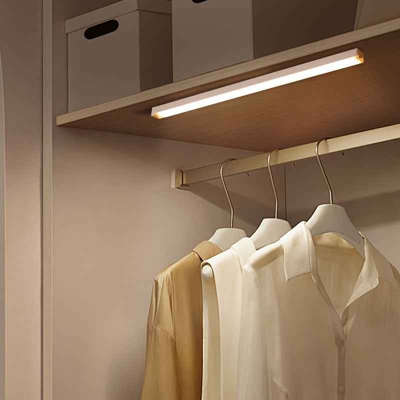 Rechargeable Motion Sensor LED Light Strip with Magnetic Adhesive & USB Power - Smart Cordless Lighting for Kitchen, Wardrobe, Stairs, Hallway
