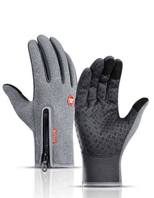 Winter Touchscreen Gloves - Waterproof Fleece for Riding and Sports Grey
