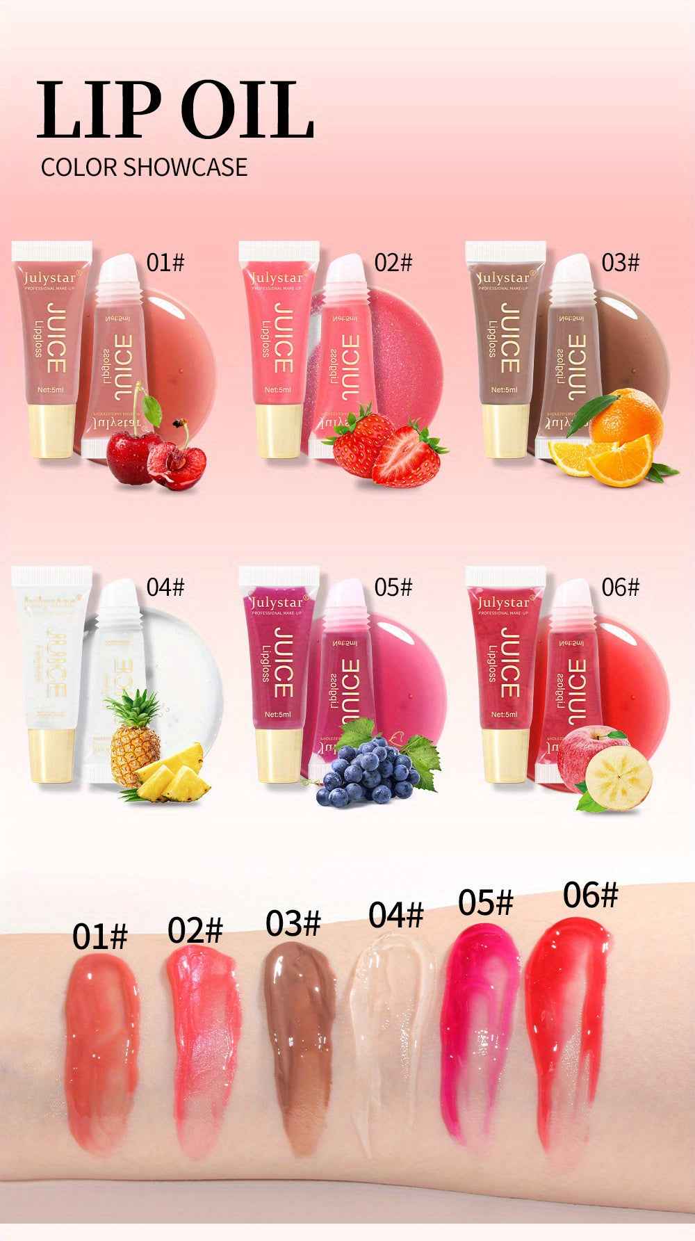[Natural Lip Oil] Long-lasting Moisturizing Mirror Lip Oil | Beauty Natural Fruit Flavor Pouty Lip Moisturizing Water Gloss Lipstick
