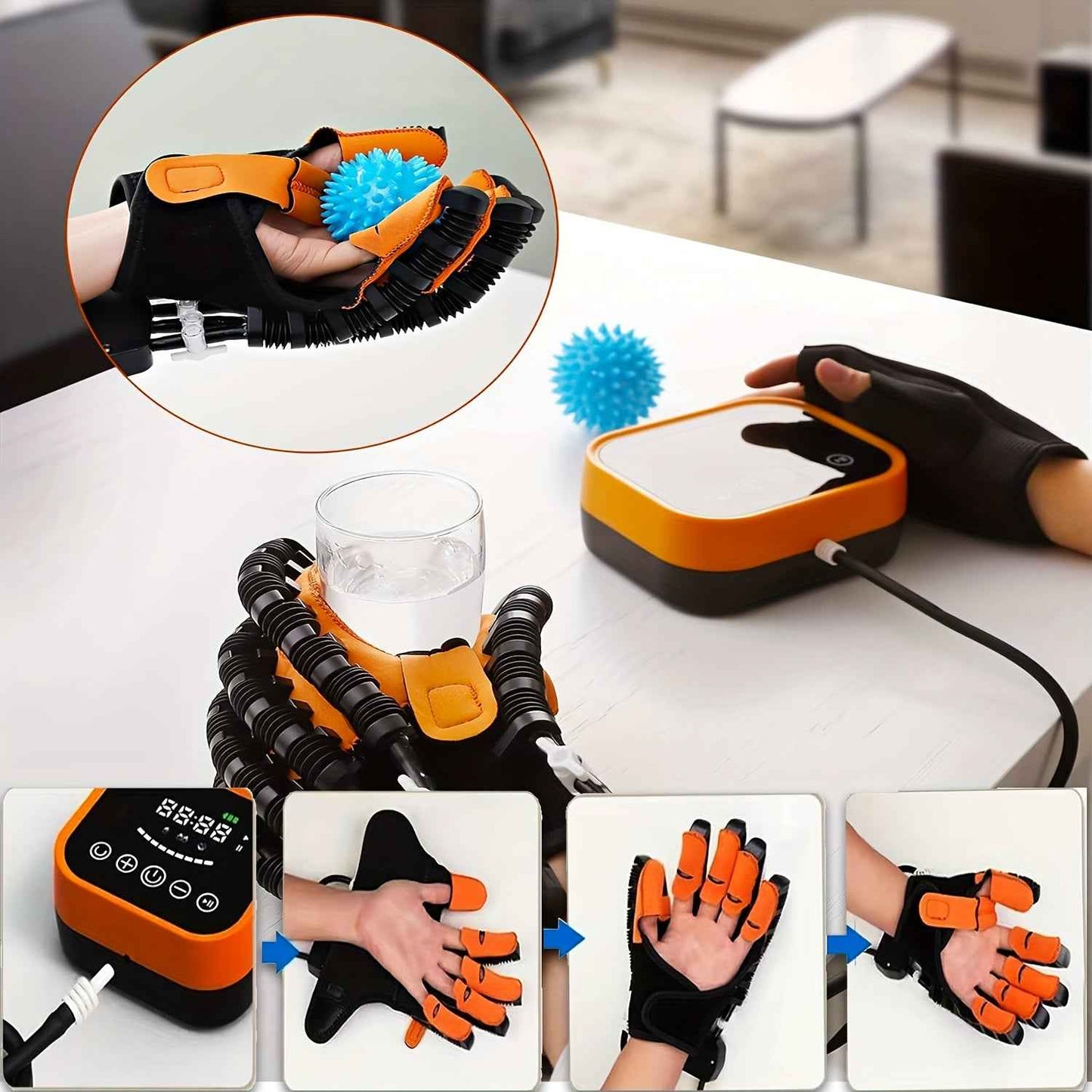 Rehabilitation Robot Glove - Upgraded Hand Rehabilitation Robot Glove with Automatic Training, USB Charging, and Power Adjustment Function