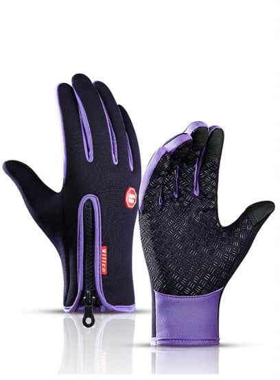 Winter Touchscreen Gloves - Waterproof Fleece for Riding and Sports Purple