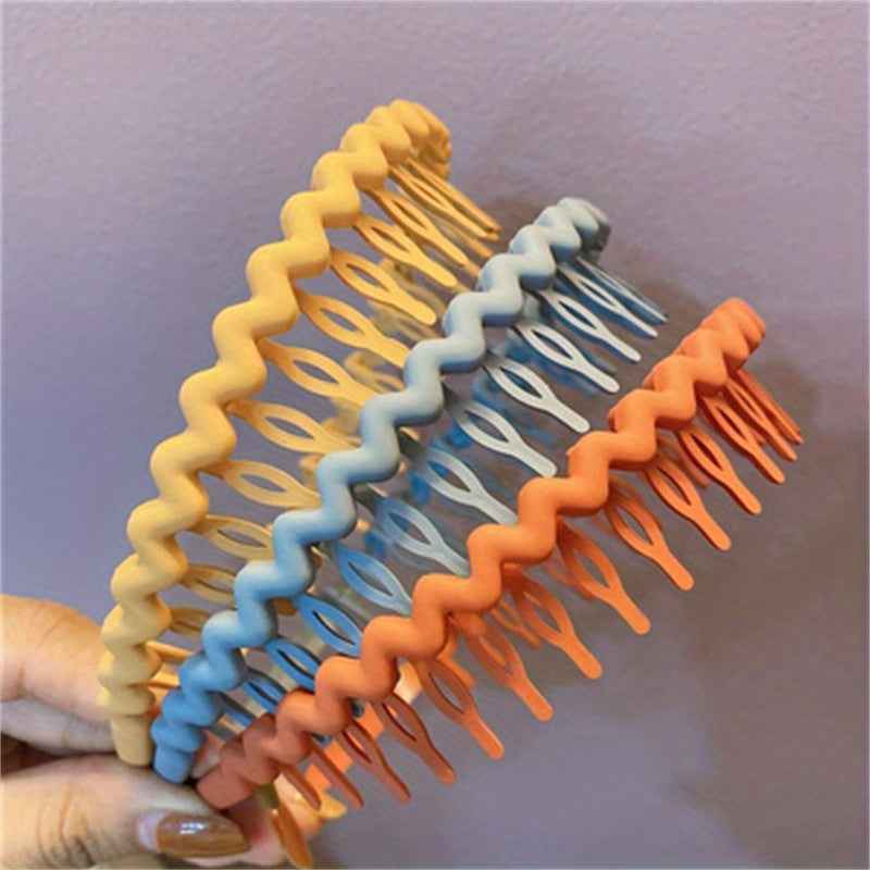Hair Clip Frosted Color Headband Women's Non-slip Band Teeth Simple Pressure Headband Face Headband Hair Accessories 3pcs Orange gray yellow