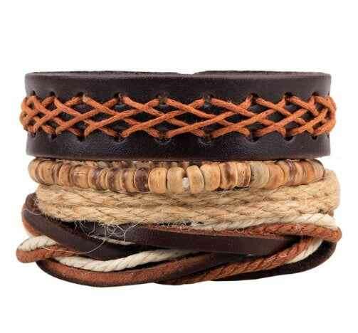Vintage Leather Bead Bracelet - Unisex Multilayer Punk Jewelry for Stylish Accessories 10