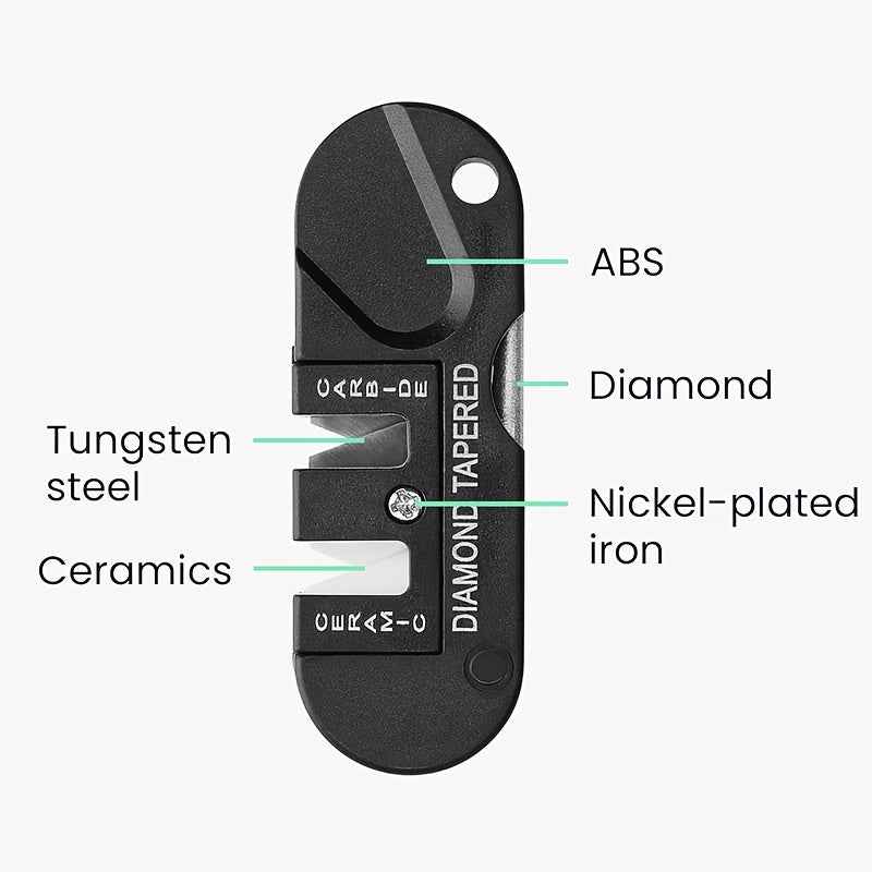 [Multi-Tool Knife Sharpener] 4-in-1 Multi-Tool Outdoor Knife Sharpener & Sharpening Tool | Lightweight Stainless Steel Clip-On Design, Ambidextrous, for Camping, Hiking, Fishing, DIY Projects, Camping Accessories, Sleek Metal
