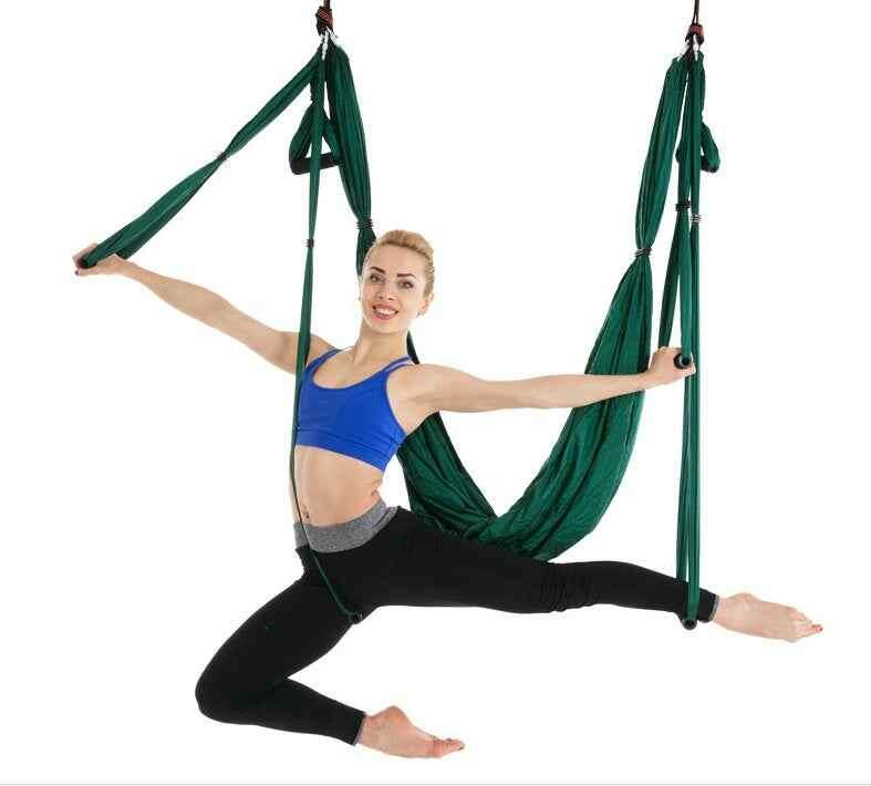 Anti Gravity Yoga Hammock for Comfortable Aerial Fitness and Relaxation Dark green