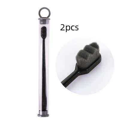 Ultra-Soft Toothbrush for Deep Cleaning and Travel Convenience 2pcs Wavy black black