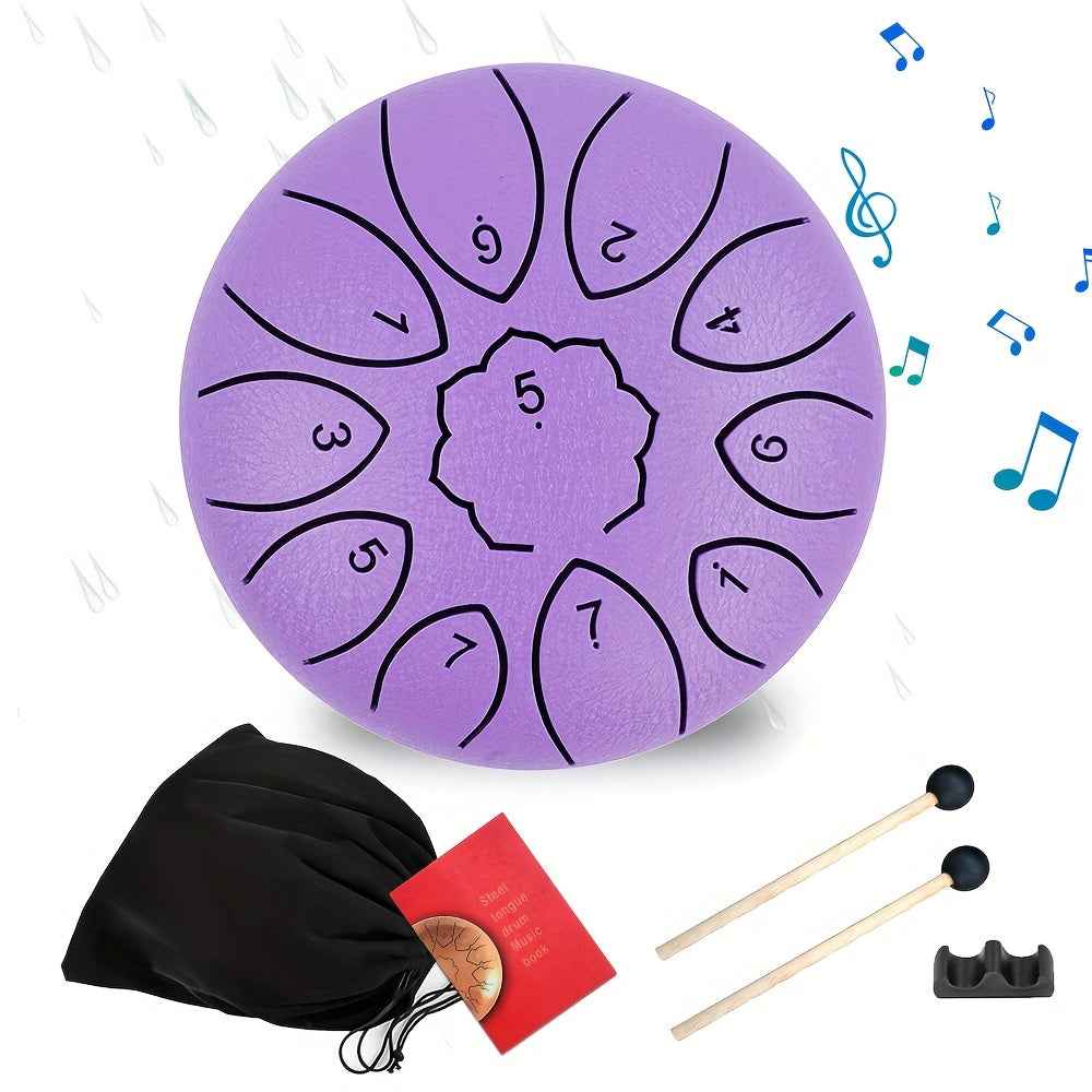 11-Tone Steel Tongue Drum - 6-Inch Outdoor Rain Drum with Drumsticks and Storage Bag 11pcs 6-inch 11-tone purple