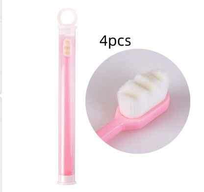 Ultra-Soft Toothbrush for Deep Cleaning and Travel Convenience 4pcs Wavy pink