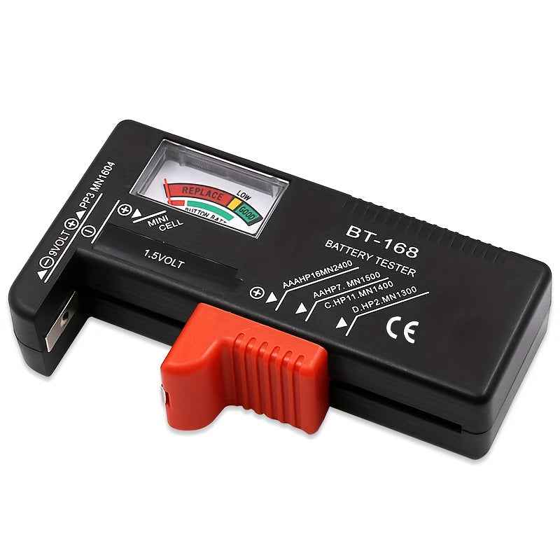 BT-168 Universal Battery Tester - Quickly Check AA/AAA/C/D/9V/1.5V Batteries with Colour-Coded Meter Indicators!