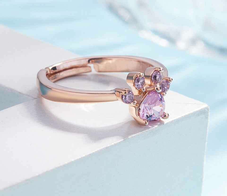 New Cat Bear Paw Ring Jewelry Set for Women - Unique Cat Bear Paw Ring