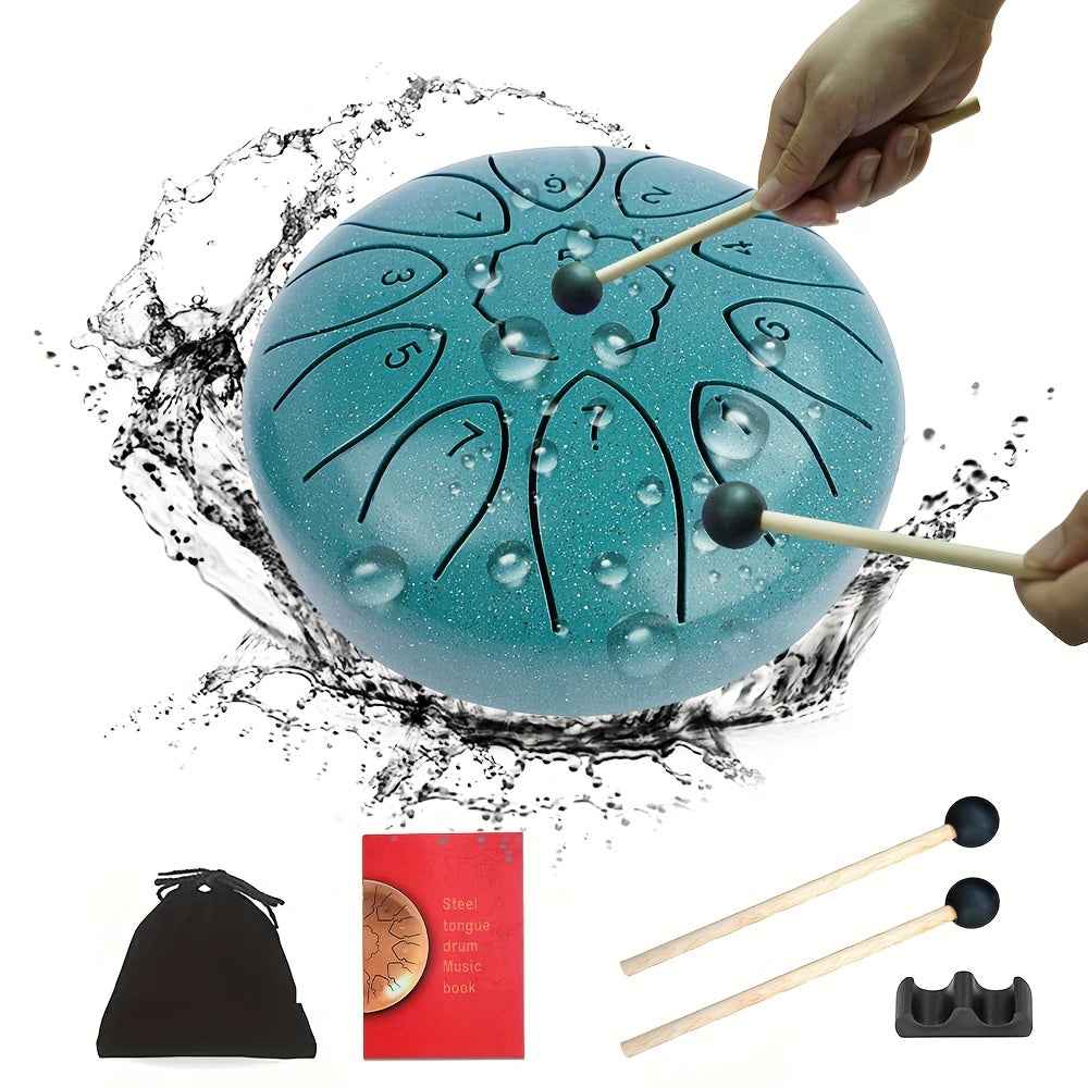 11-Tone Steel Tongue Drum - 6-Inch Outdoor Rain Drum with Drumsticks and Storage Bag