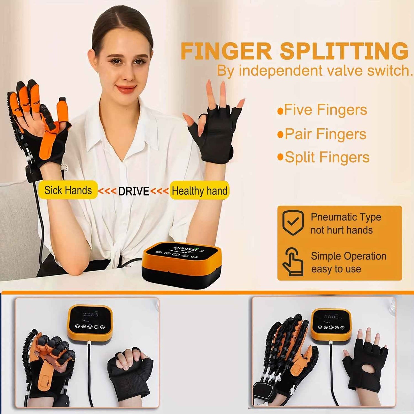 Rehabilitation Robot Glove - Upgraded Hand Rehabilitation Robot Glove with Automatic Training, USB Charging, and Power Adjustment Function