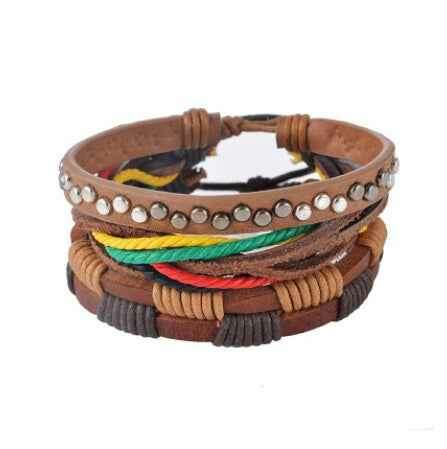 Vintage Leather Bead Bracelet - Unisex Multilayer Punk Jewelry for Stylish Accessories 4