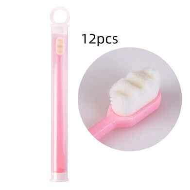 Ultra-Soft Toothbrush for Deep Cleaning and Travel Convenience 12pcs Wavy Pink
