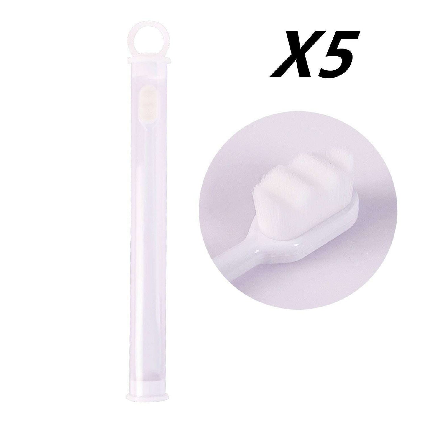 Ultra-Soft Toothbrush for Deep Cleaning and Travel Convenience 5pcs Wavy white