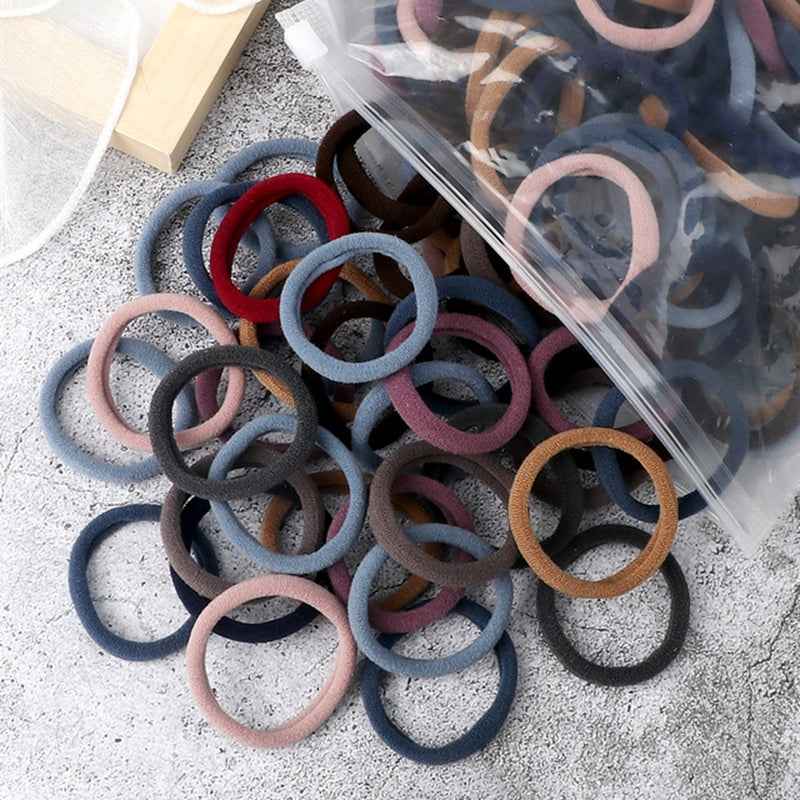 Hair Bands for Women - 50pcs Set Basic Elastic Headbands in Solid Colors for Ponytails and Hair Accessories