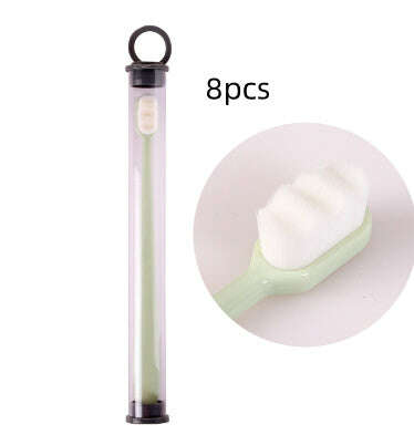 Ultra-Soft Toothbrush for Deep Cleaning and Travel Convenience 8pcs Wavy green