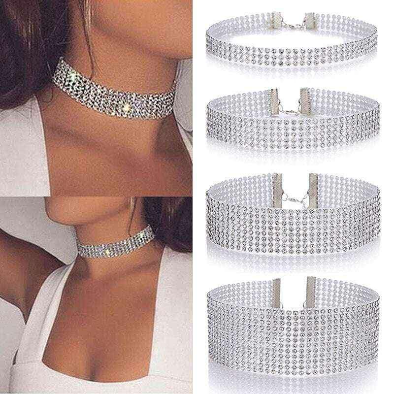 Rhinestone Choker Necklace for Women - Sparkling Crystal Wedding Jewelry and Elegant Accessories