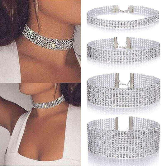 Rhinestone Choker Necklace for Women - Sparkling Crystal Wedding Jewelry and Elegant Accessories