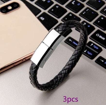 New Bracelet Charger USB Charging Cable Data Charging Cord For IPhone14 13 Max USB C Cable For Phone Micro Cable Black 3pcs