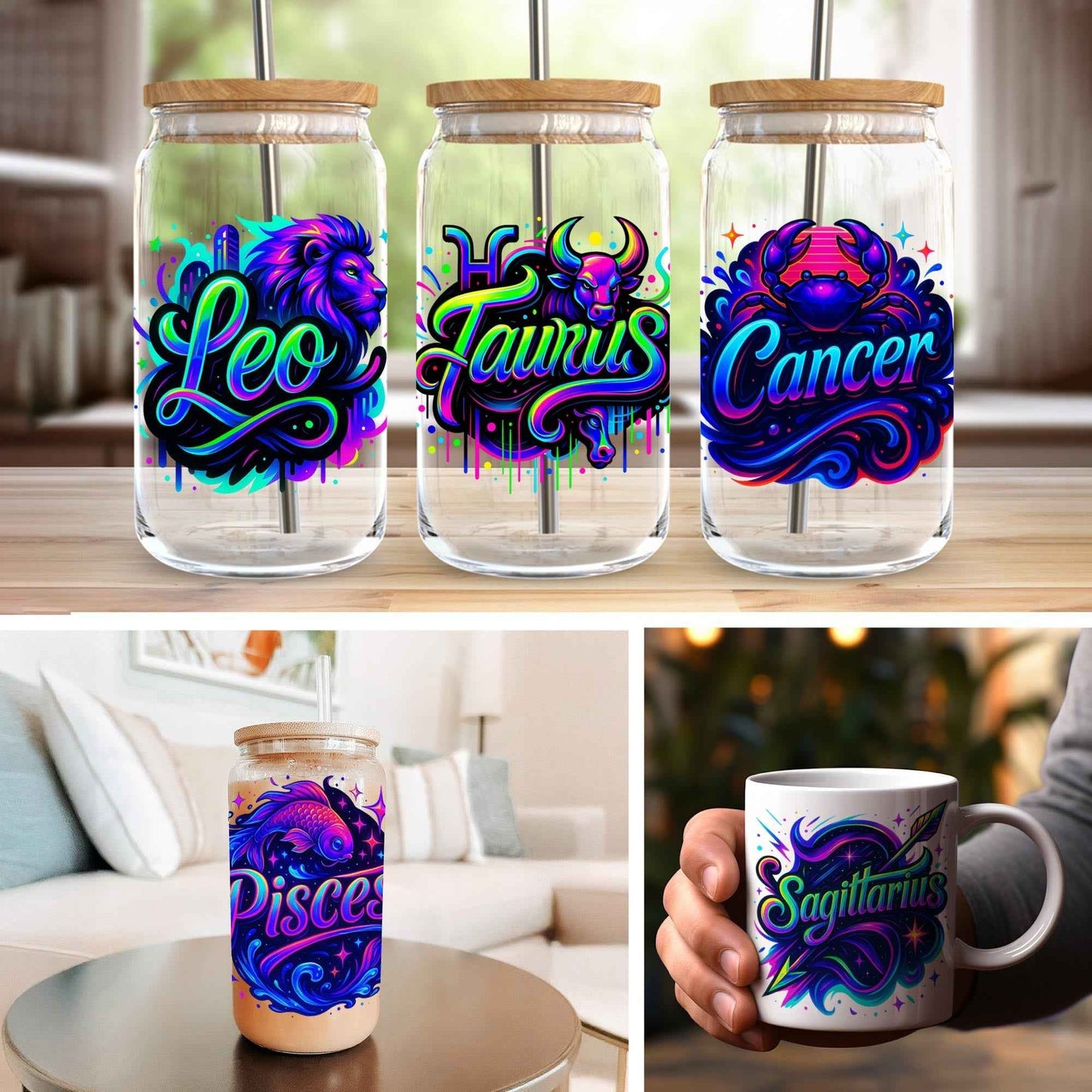 12 Zodiac Signs Transfer Paper