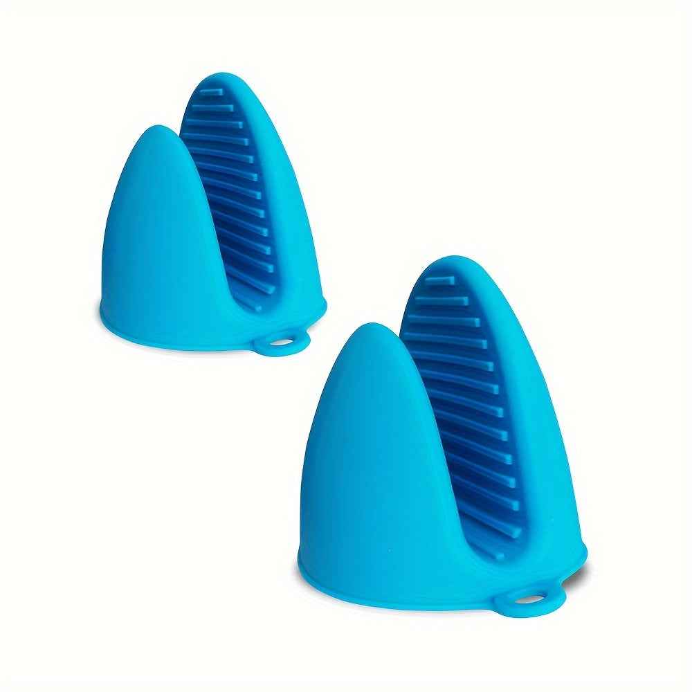 2 Pack Silicone Oven Mitts Set Blue 2 Packs