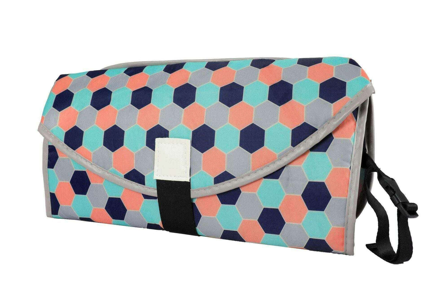 Portable Diaper Changing Pad Clutch for Newborns - On-the-Go Convenience for Busy Parents Geometry orange