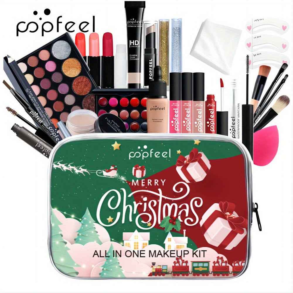 Makeup Gift Box Set - Complete Cosmetics Bundle with Eyeshadow, Concealer, Foundation, Lip Stain, and Tools for Travel and Special Occasions