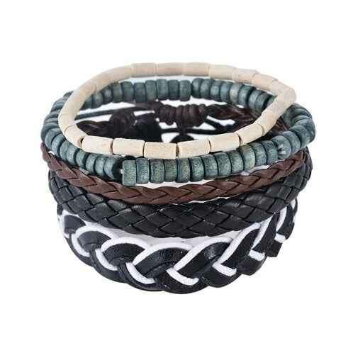 Vintage Leather Bead Bracelet - Unisex Multilayer Punk Jewelry for Stylish Accessories 13