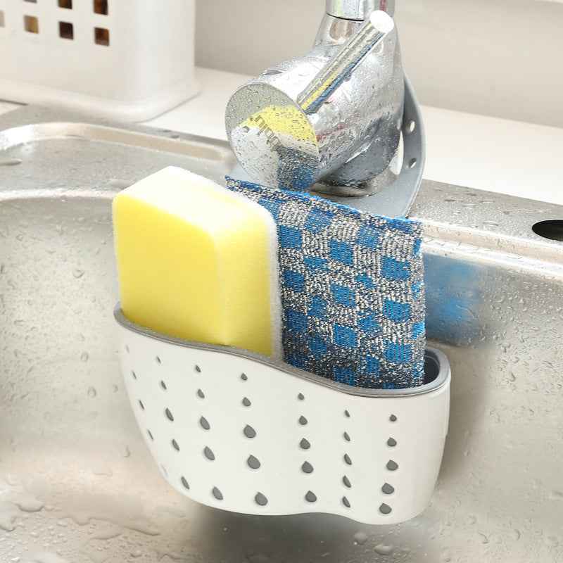 Multifunctional Sink Sponge Rack with Adjustable Strap - Convenient Hanging Bag for Organizing and Draining Sponges - Ideal for Kitchen and Bathroom Supplies Beige