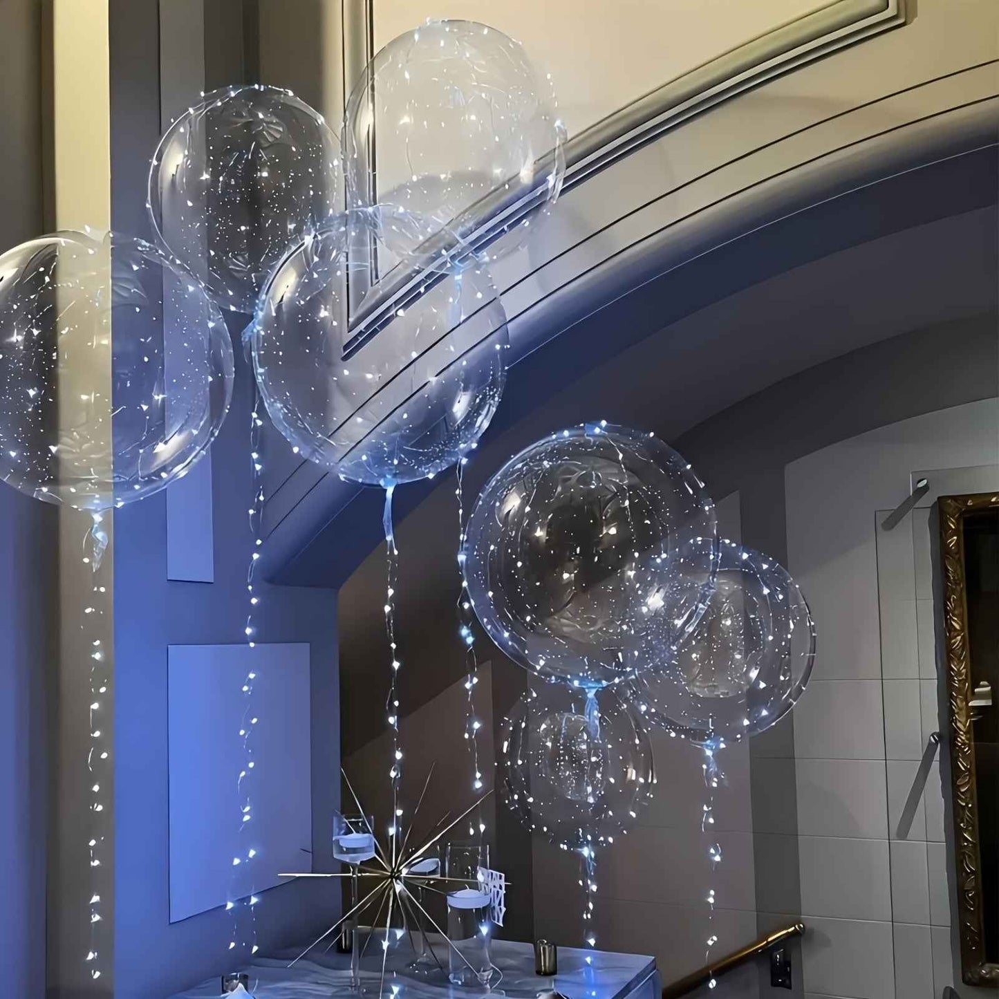 40 Packs ( 20pcs Balloon +20pcs LED Lights ) Glowing LED Bubble Balloon Set LED Bubbles, Battery Operated By 2*AA Batteries And Helium Not Included Suitable For Birthday Wedding Love Christmas Halloween Party And Gift Decorat