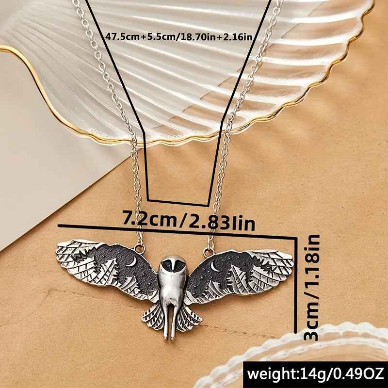 Vintage Owl Pendant Necklace with Moon Phase Art – Unique Animal Totem Jewelry Gift for Women and Women's Satin Pajama Set