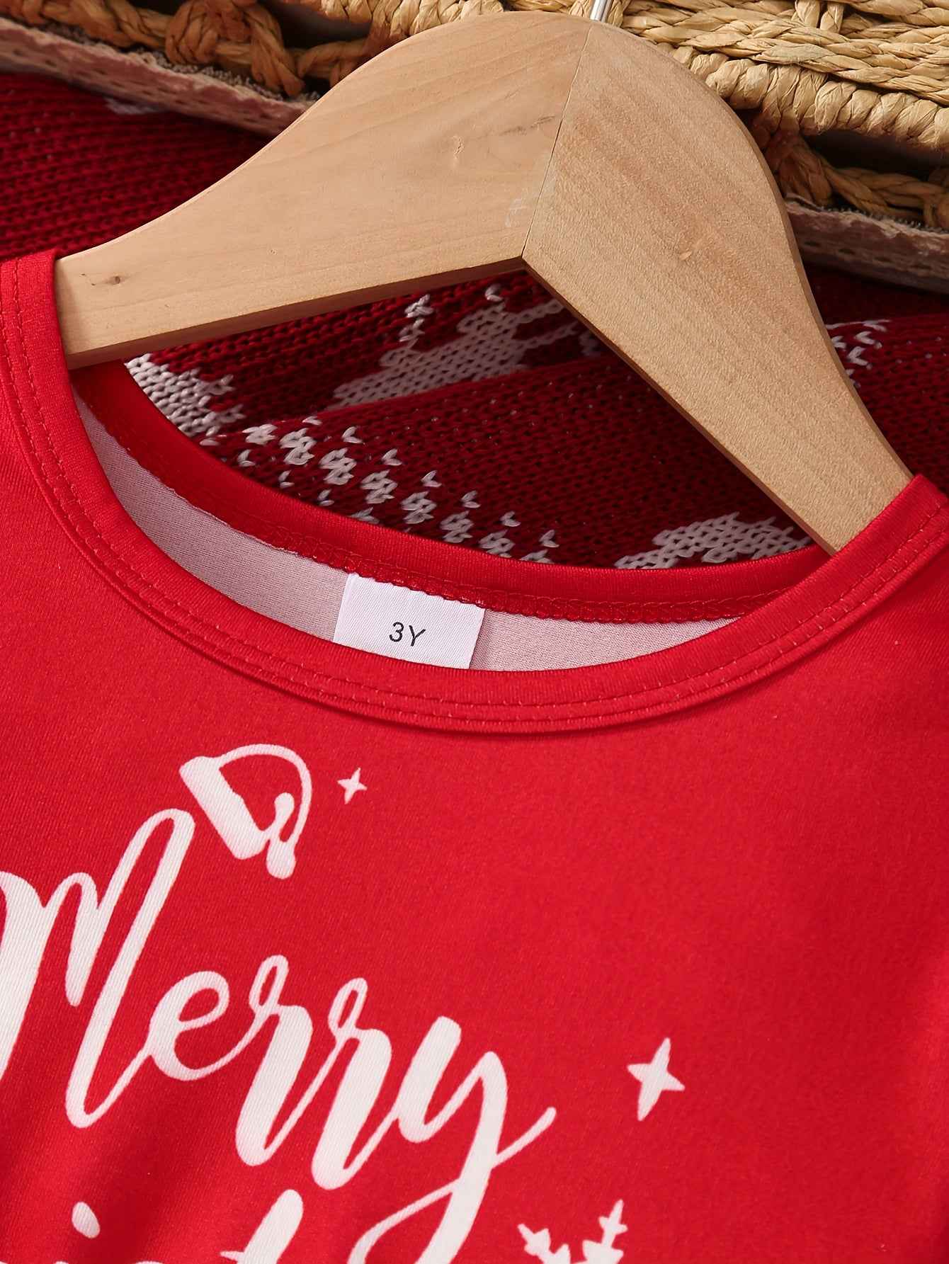Christmas Dress Set for Girls - 2pcs Long-Sleeve Dress with Santa Claus Print and Irregular Trousers for Outdoor Fun
