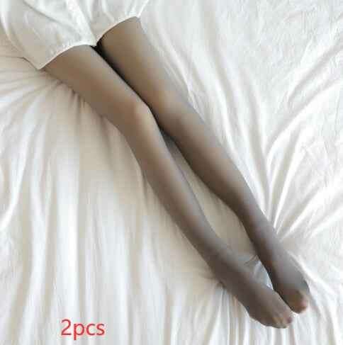 Thermal Winter Tights - Plus Size Fleece-Lined Leggings for Ultimate Comfort 2pcs Grey skin and feet