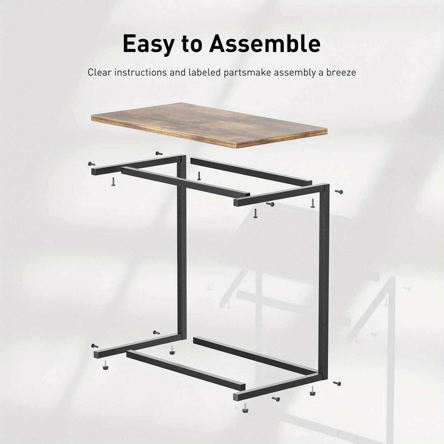 27" High Multifunctional Side Table - Sturdy Metal Frame with 50 lbs Load-Bearing Capacity for Living Room, Bedroom, Sofa, and Office