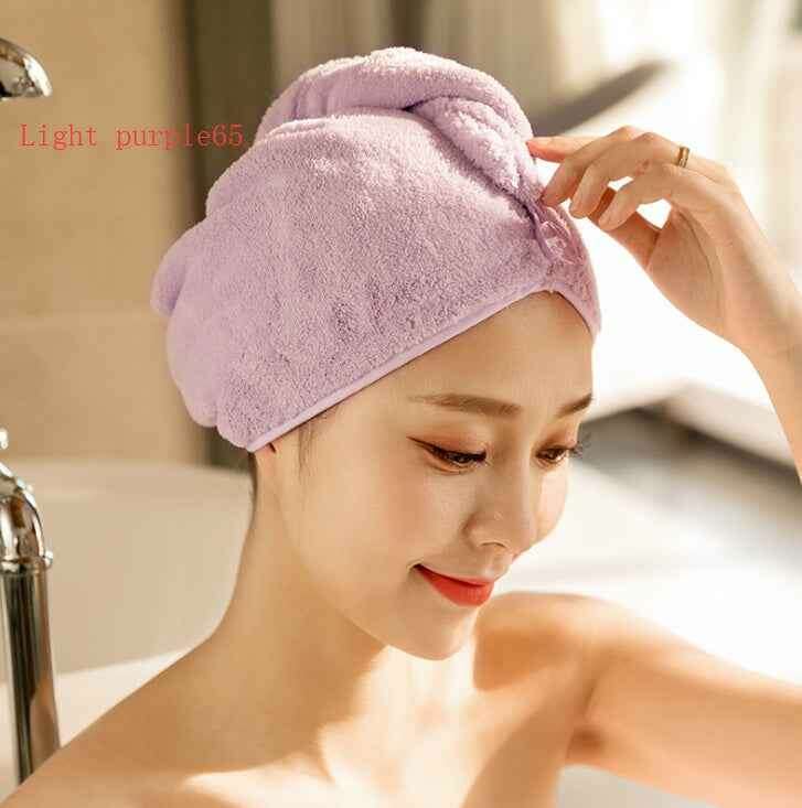 Women's Hair Dryer Cap - Absorbent Hair Towel for Fast Drying Light purple65