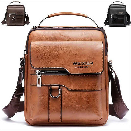 Men'S Vintage Crossbody Bag - Adjustable Strap, Multiple Compartments, Business Casual Shoulder Bag with "WEIXIER SINCE 2008" Branding, & Brown Options, Casual Crossbody | Vintage Crossbody | Adjustable Strap Bag