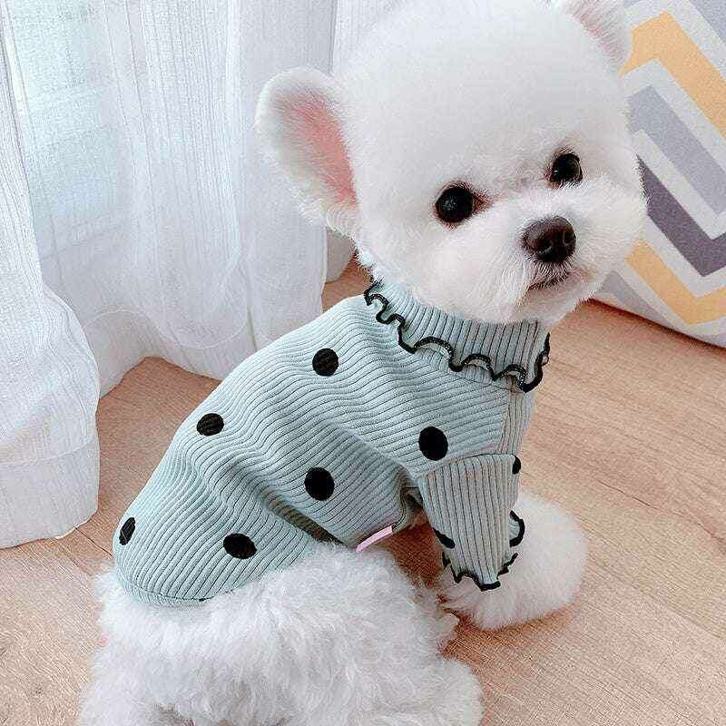 Dot Turtleneck Dog Bottoming Shirt - Stylish Dot Turtleneck Dog Shirt for Comfort and Warmth