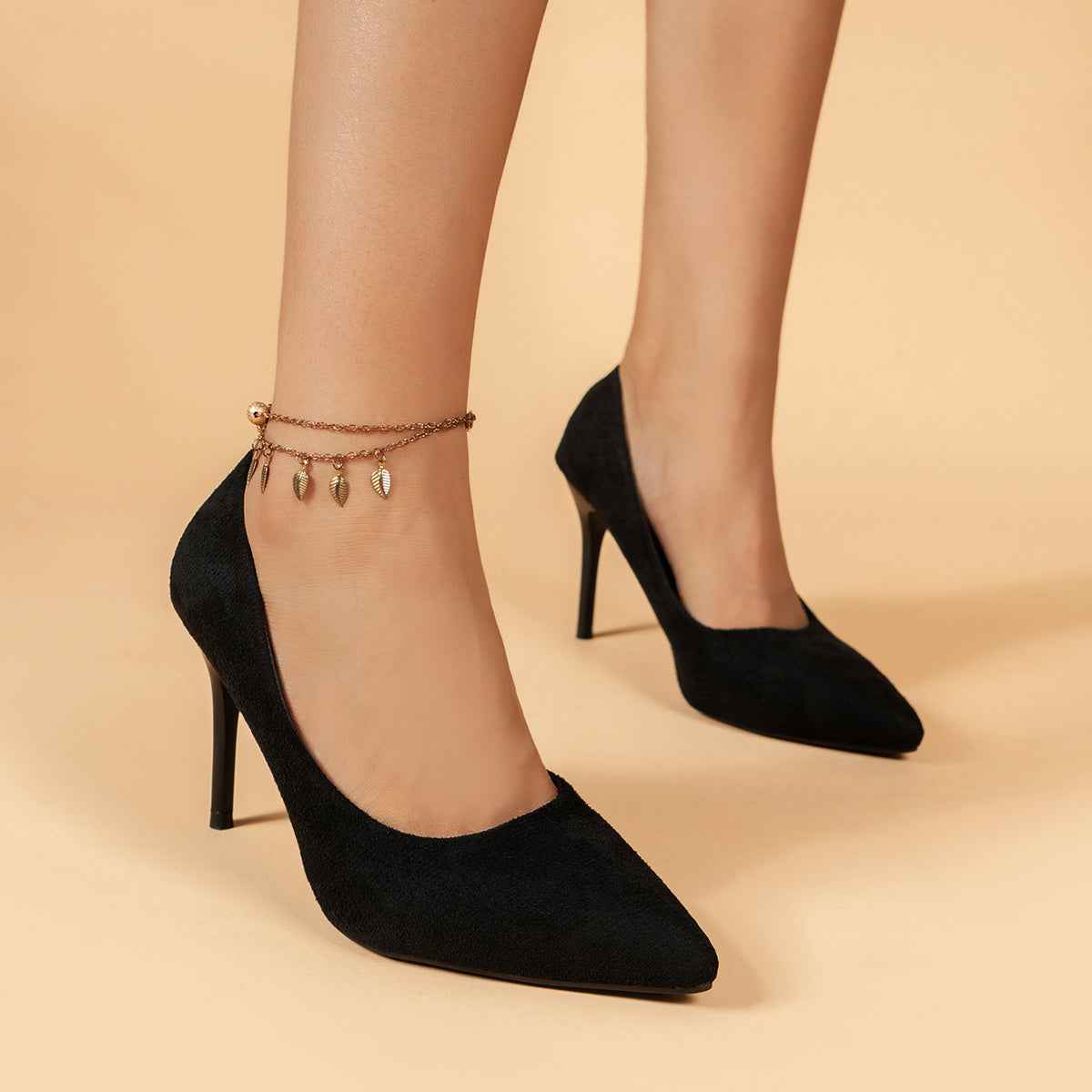 Women's Pointed Toe High Heels, Sexy Black Slip On Stiletto Court Pumps, Versatile Dress Heels